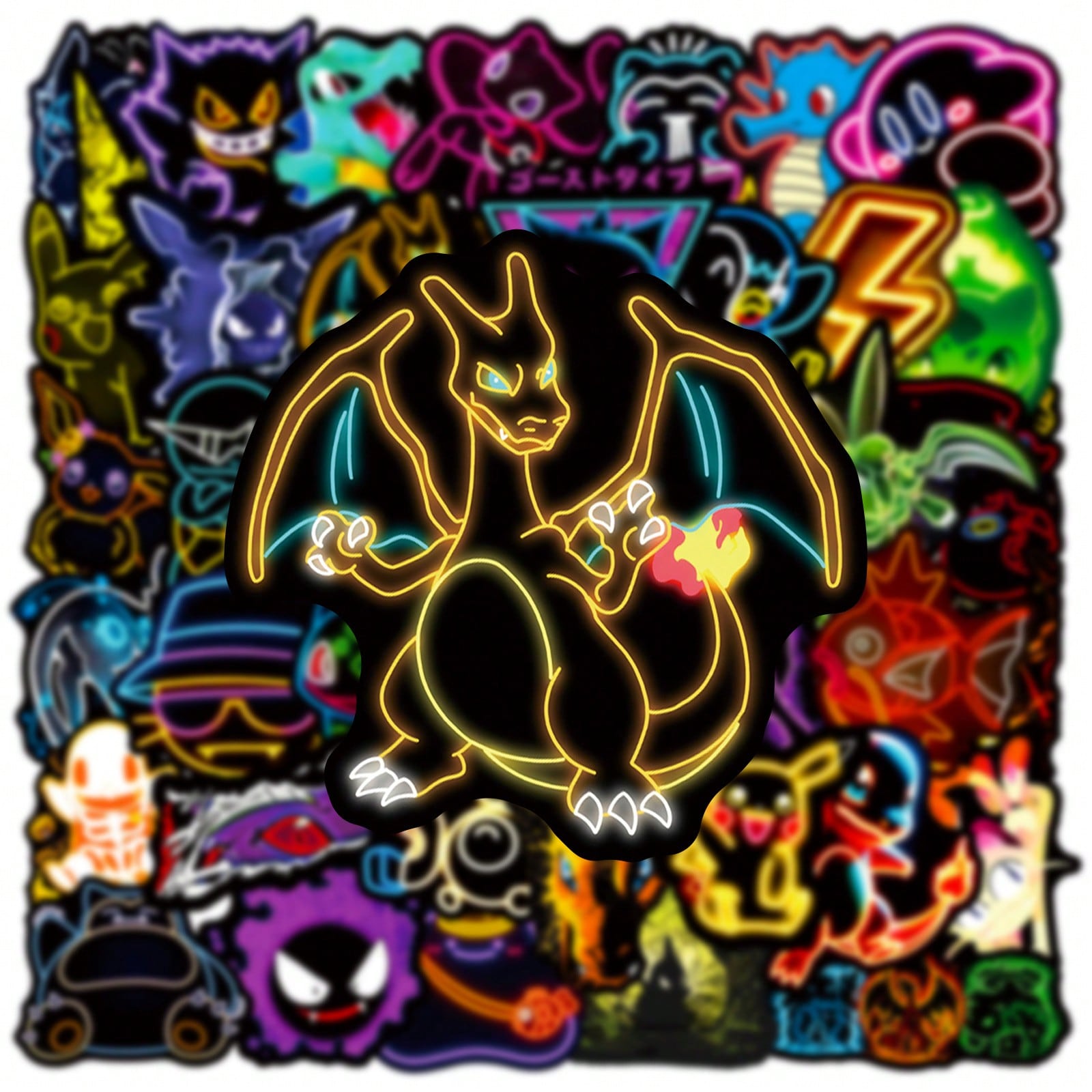 Laptop Accessories Kit - 60/100pcs Neon Light Anime Pokemon Stickers