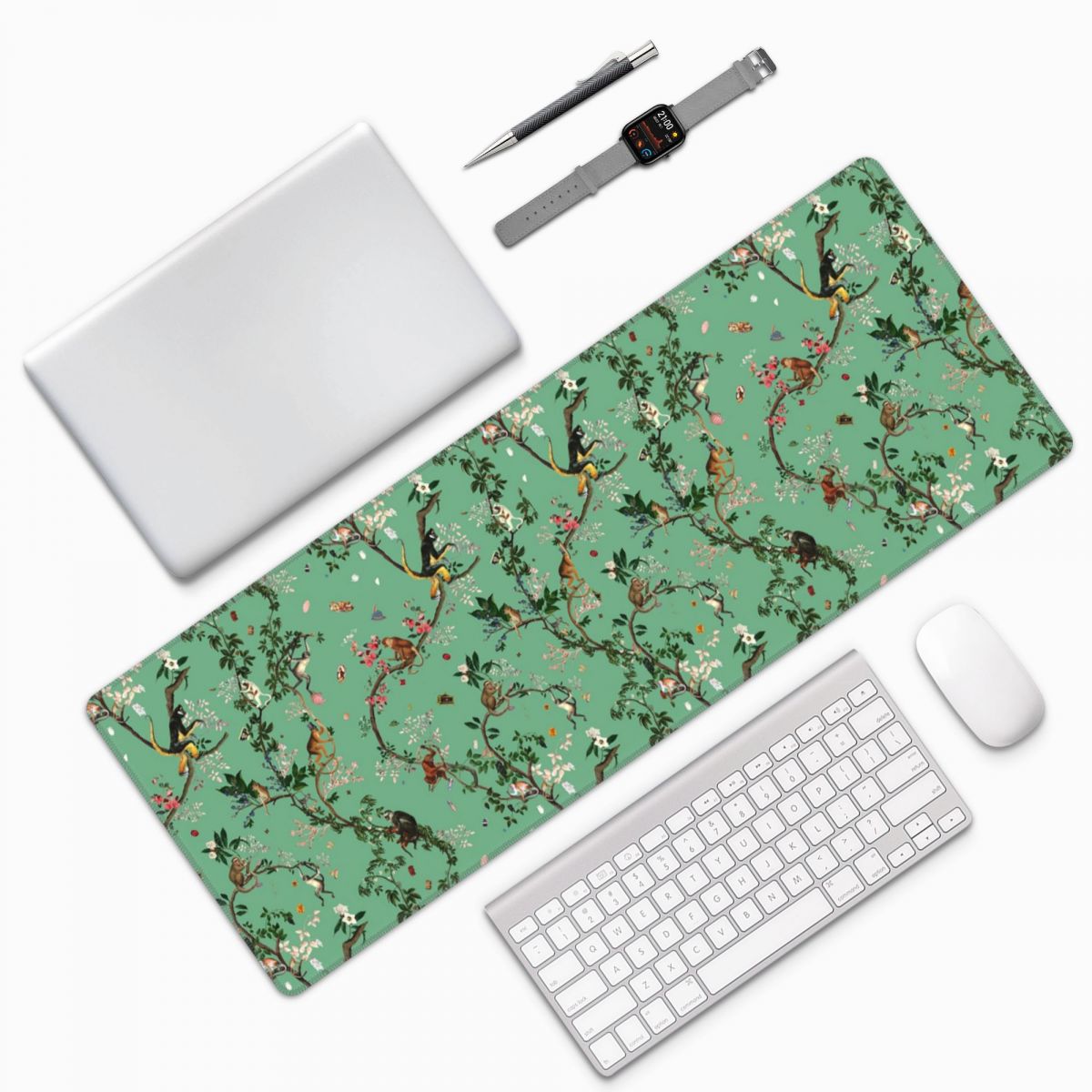 Laptop Accessories World - Monkey World Green Large Mouse Pad